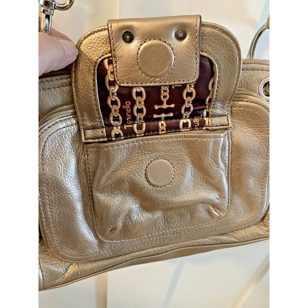 Tignanello Metallic Gold Pebbled Shoulder Bag Purse Leather NWOT - Picture 7 of 8